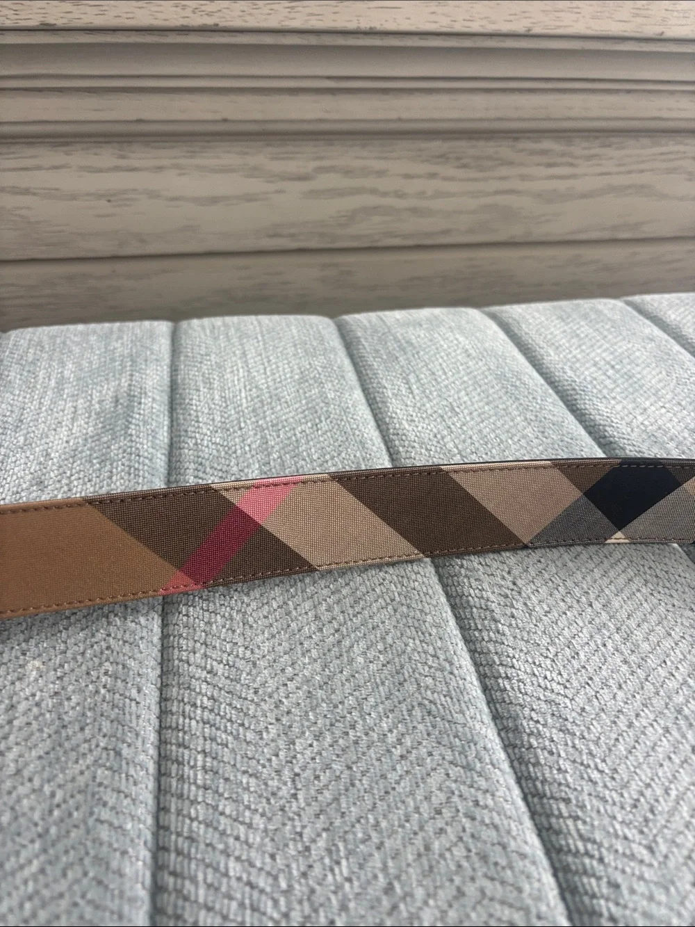 Burberry Men’s Check reversible Canvas Belt in Black and Brown Tones